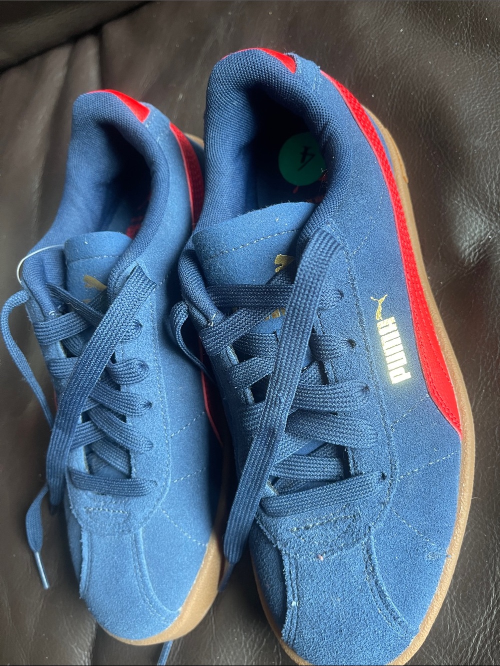 Puma Men’s Navy Suede Sneakers with Red Trim